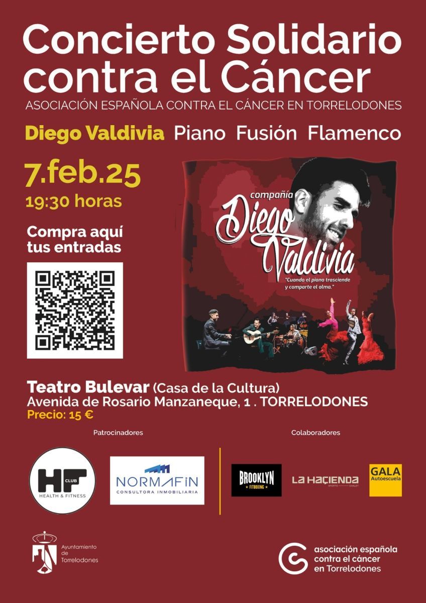 cartel concierto solidario aecc torrelodones diego valdivia 7 febrero 2025