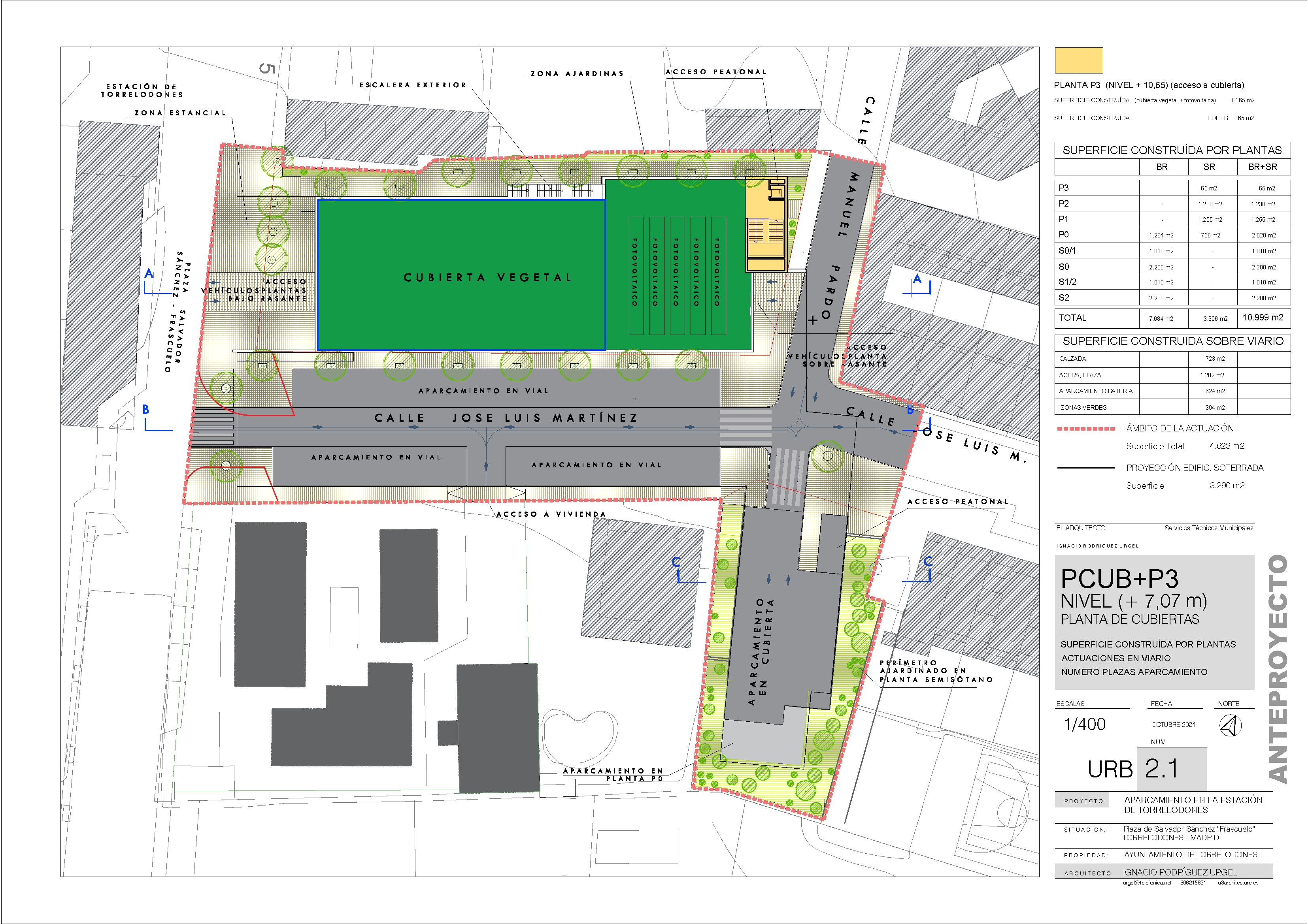 planta cubiertas anteproyecto aparcamiento estacion