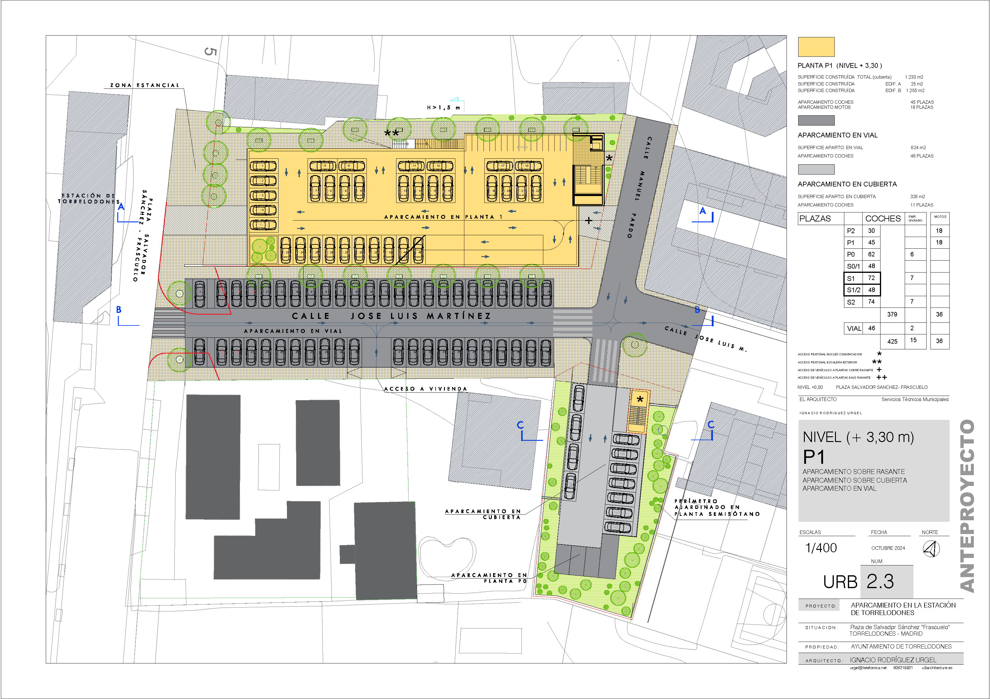 planta nivel 1 anteproyecto aparcamiento estacion