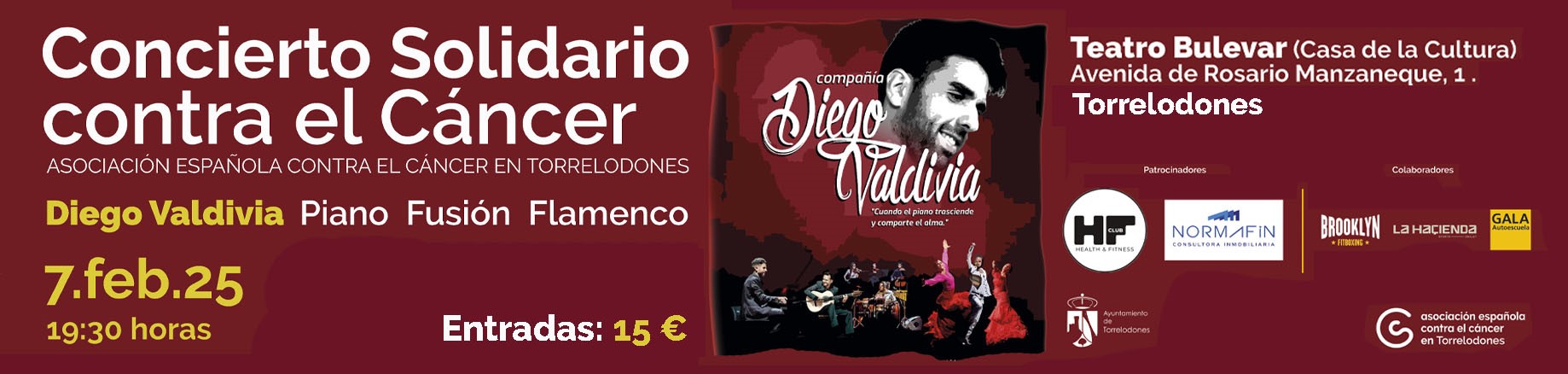 cartel banner concierto solidario aecc diego valdivia 7 febrero